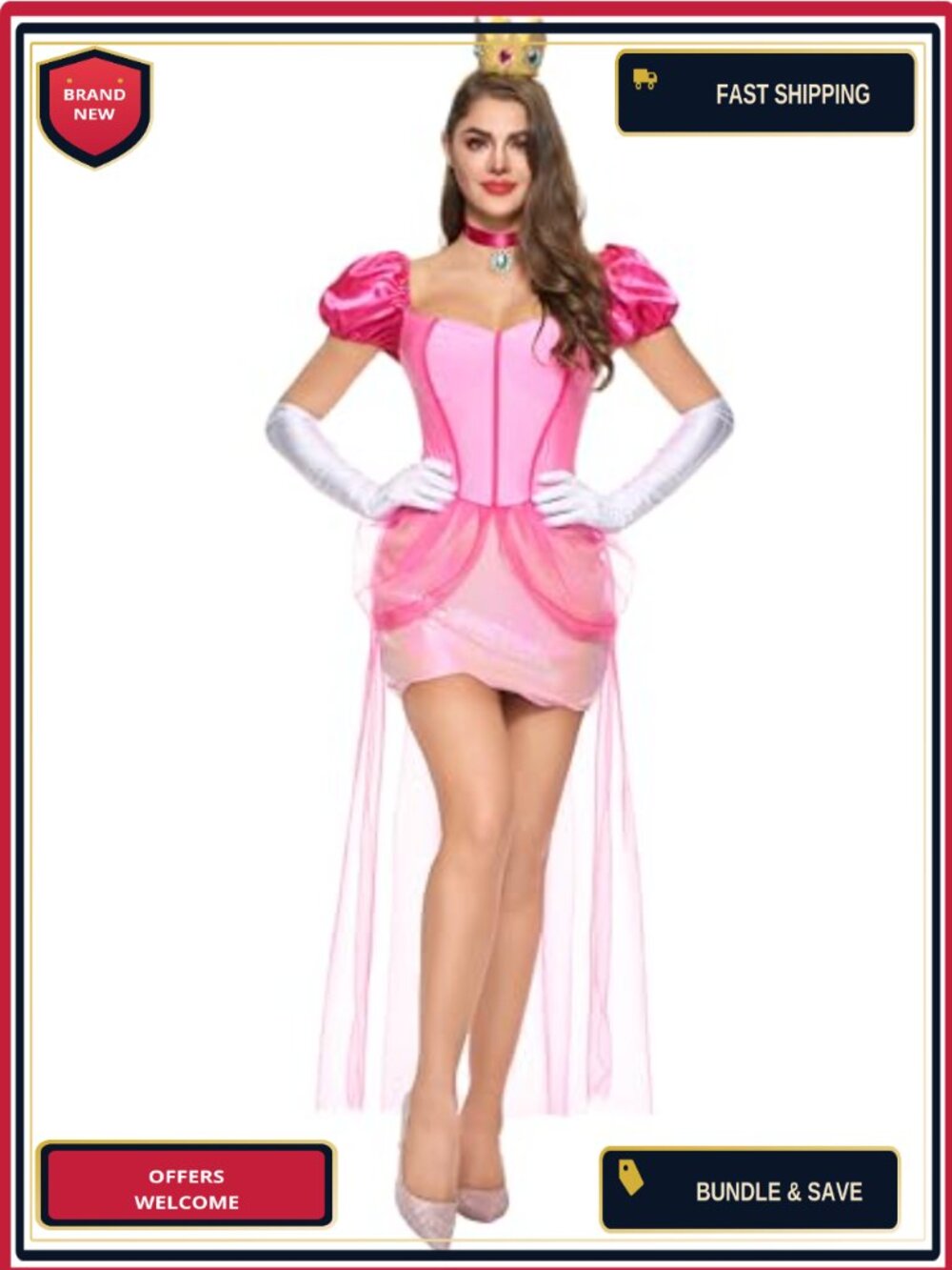 Spooktacular Creations Pink Princess Costume Women Halloween Fairy Dress Adult